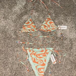 PacSun Orange and Mint Bikini Set
